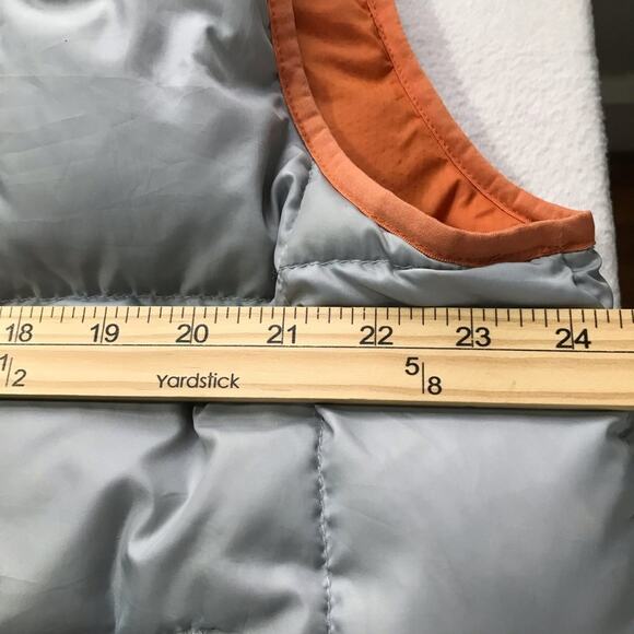 LL Bean mens XL orange grey reversible goose down puffer quilted vest 0BDC7 - Picture 13 of 13